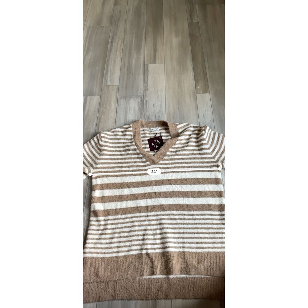 NWT Ava & Viv Sweater Plus Size Womens XXL Tan Stripe Soft VNeck Pullover - Picture 5 of 7